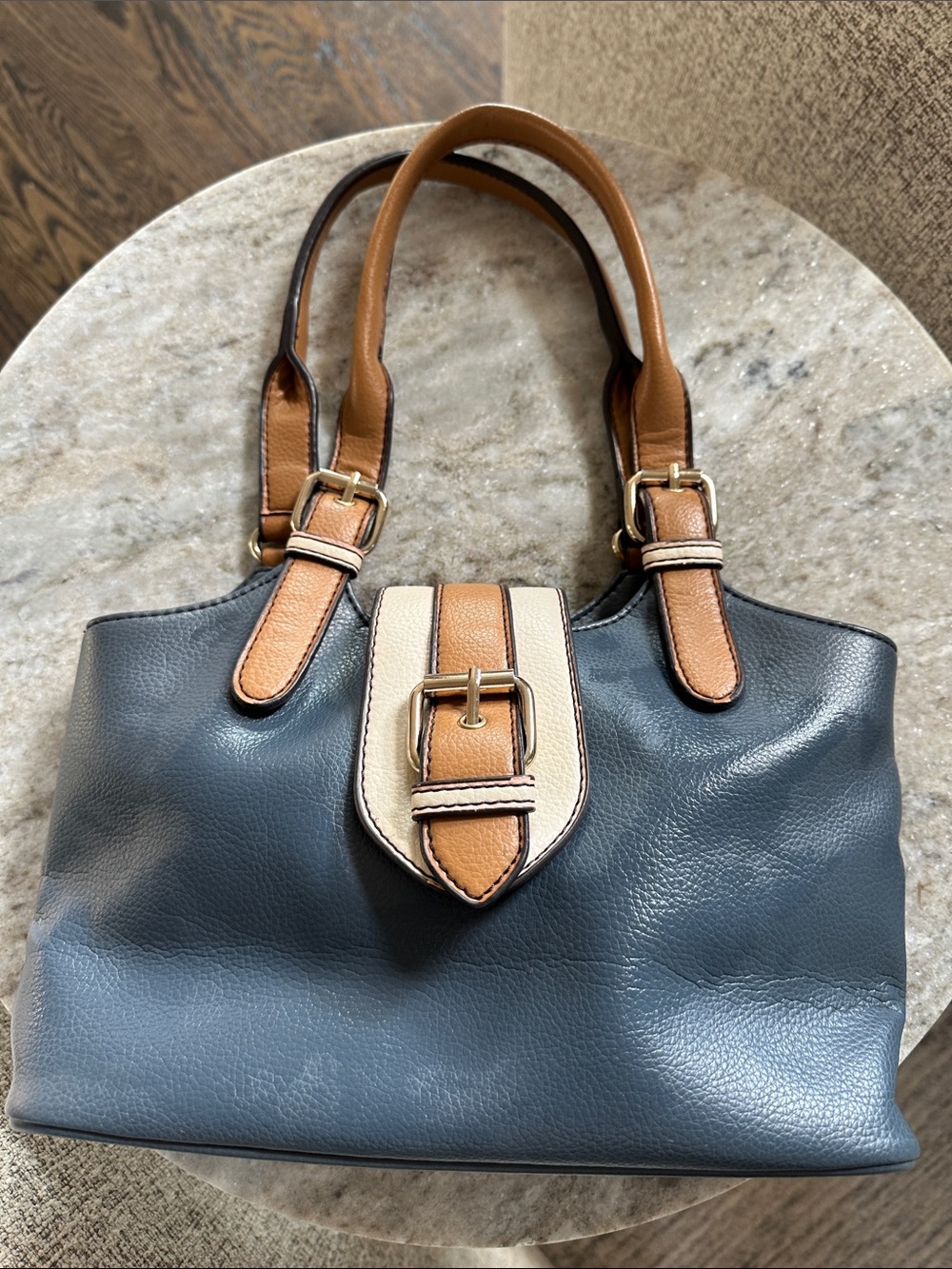 Y2K Villager by Liz Claiborne Bag in Slate Blue and Tan